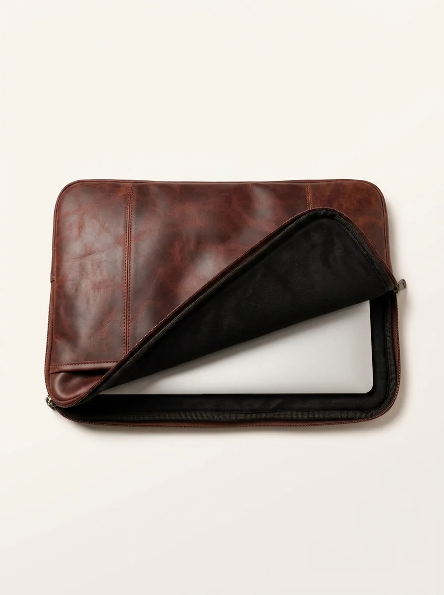 MORAES Laptop Sleeve — open, laptop inside